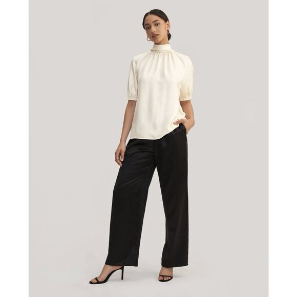 LILYSILK Women Silk Ivory High Neck Elegant Minimalist Office Party Old Money - Picture 4 of 6